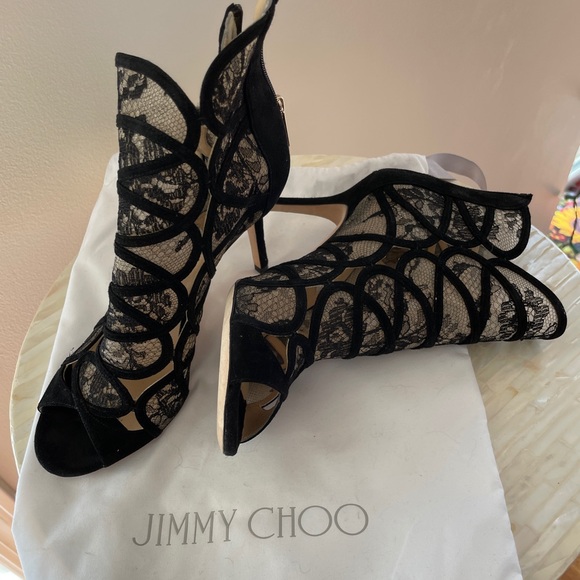 Jimmy Choo black lace detail bootie - Picture 5 of 6
